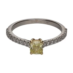 ANILLOS DE COMPROMISO Solitario firmado tiffany & co en platino con brillante fancy intense 0.40Ct. Talla 9.