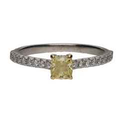 ANILLOS DE COMPROMISO Solitario firmado tiffany & co en platino con brillante fancy intense 0.40Ct. Talla 9.