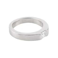 ANILLOS DE COMPROMISO Solitario cartier en oro blanco con un brillante. Talla 48.