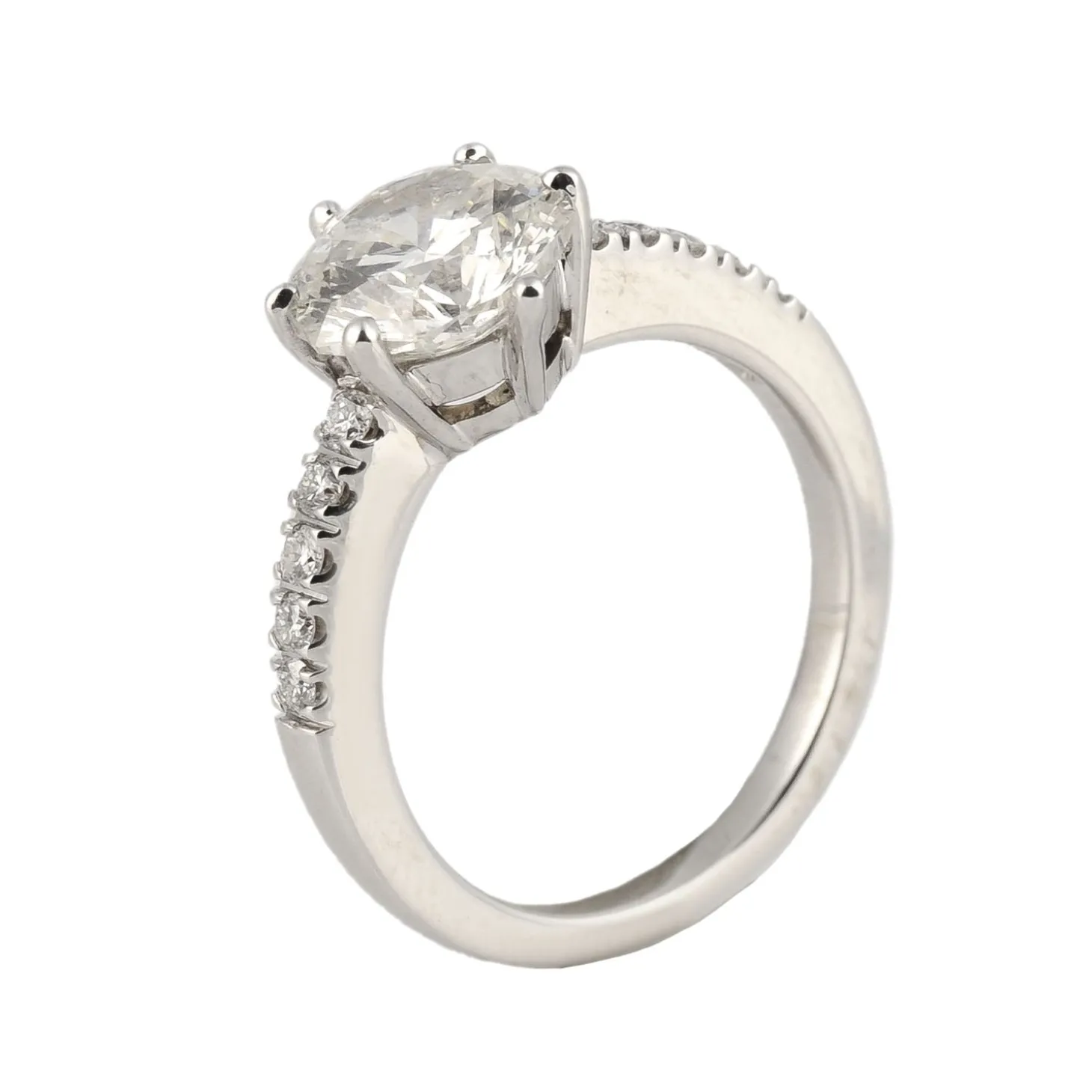 ANILLOS DE COMPROMISO Solitario oro blanco y diamantes color b, pureza si1 y peso 2,52 cts.