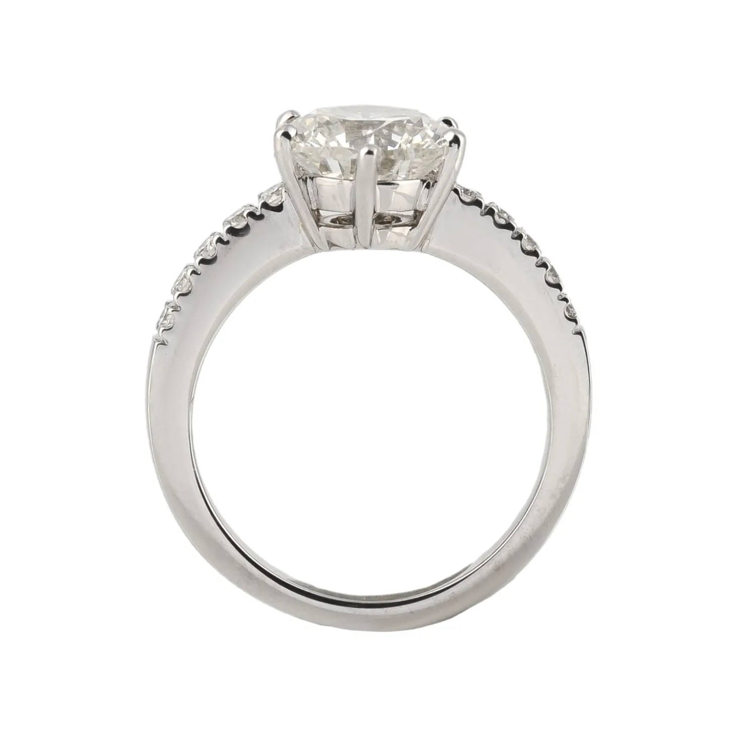 ANILLOS DE COMPROMISO Solitario oro blanco y diamantes color b, pureza si1 y peso 2,52 cts.