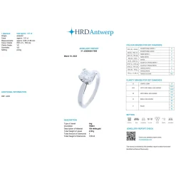 ANILLOS DE COMPROMISO Solitario en oro blanco con brillante color f, pureza vs1 y peso 1,51 ct.