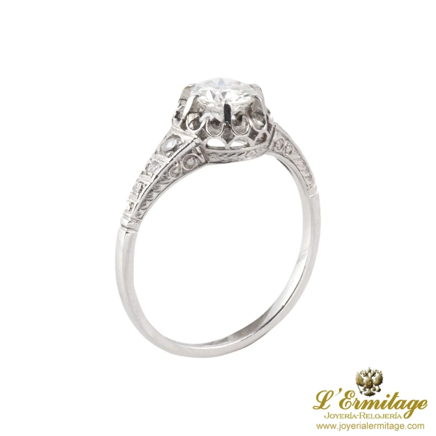 ANILLOS DE COMPROMISO Sortija solitario oro blanco color g, pureza si1 y peso 0,55 cts.