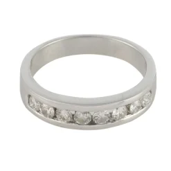 ANILLOS DE COMPROMISO Sortija media alianza oro blanco y diamantes. Talla nº: 12