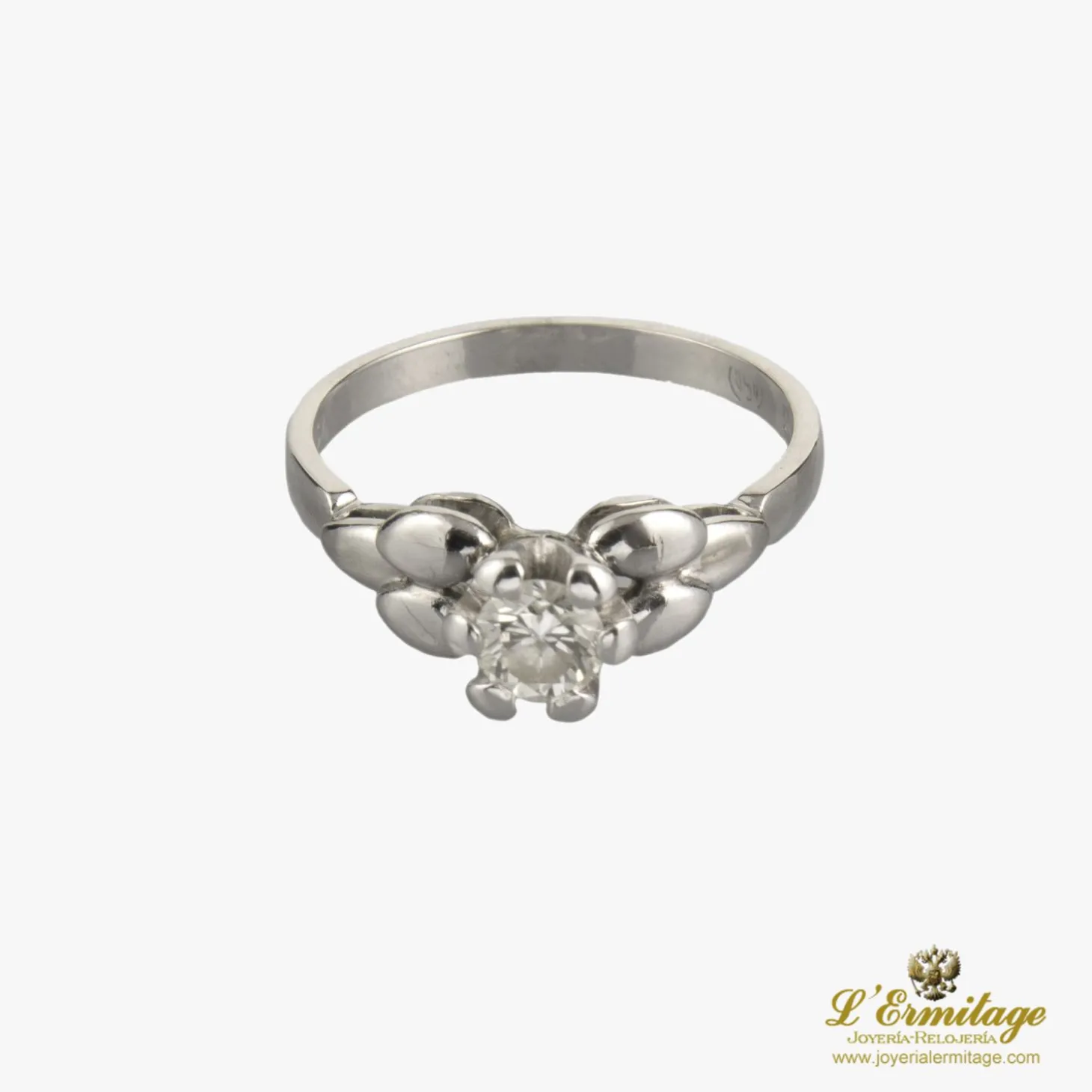 ANILLOS DE COMPROMISO Sortija solitario oro blanco.