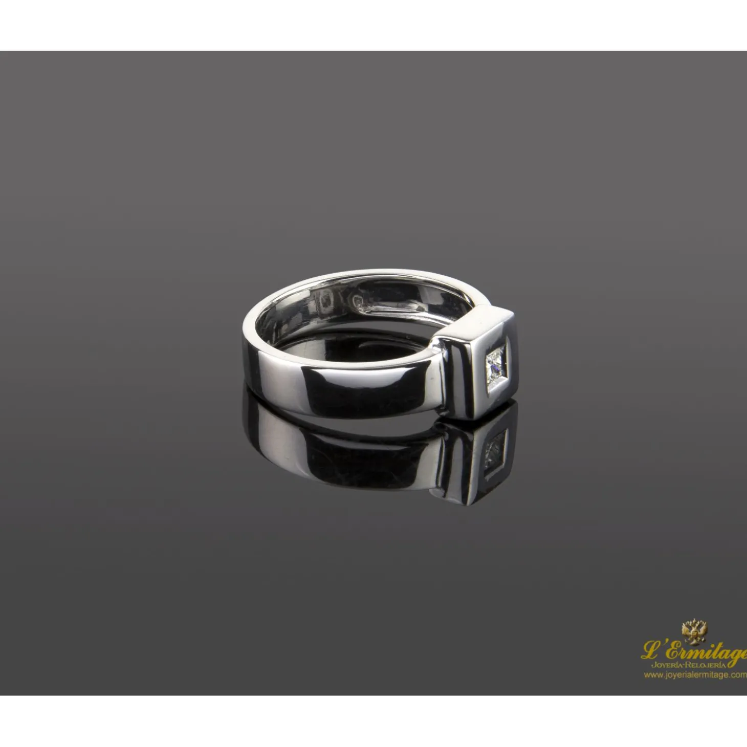 ANILLOS DE COMPROMISO Sortija solitario oro blanco.