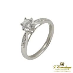 ANILLOS DE COMPROMISO Sortija solitario oro blanco color d, pureza si1 y peso 0,51 cts.