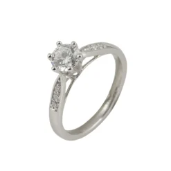 ANILLOS DE COMPROMISO Sortija solitario oro blanco color d, pureza si1 y peso 0,51 cts.