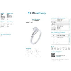 ANILLOS DE COMPROMISO Sortija solitario oro blanco color d, pureza si1 y peso 0,51 cts.