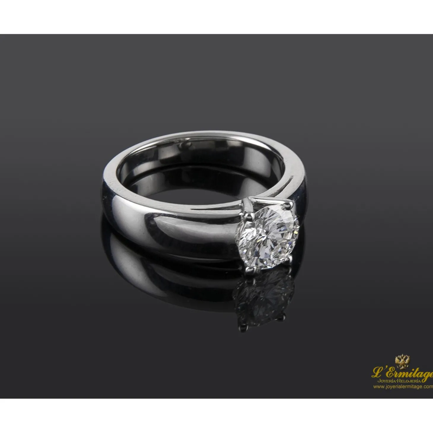 ANILLOS DE COMPROMISO Sortija solitario oro blanco color f, pureza vs2 y peso 1,10 cts.