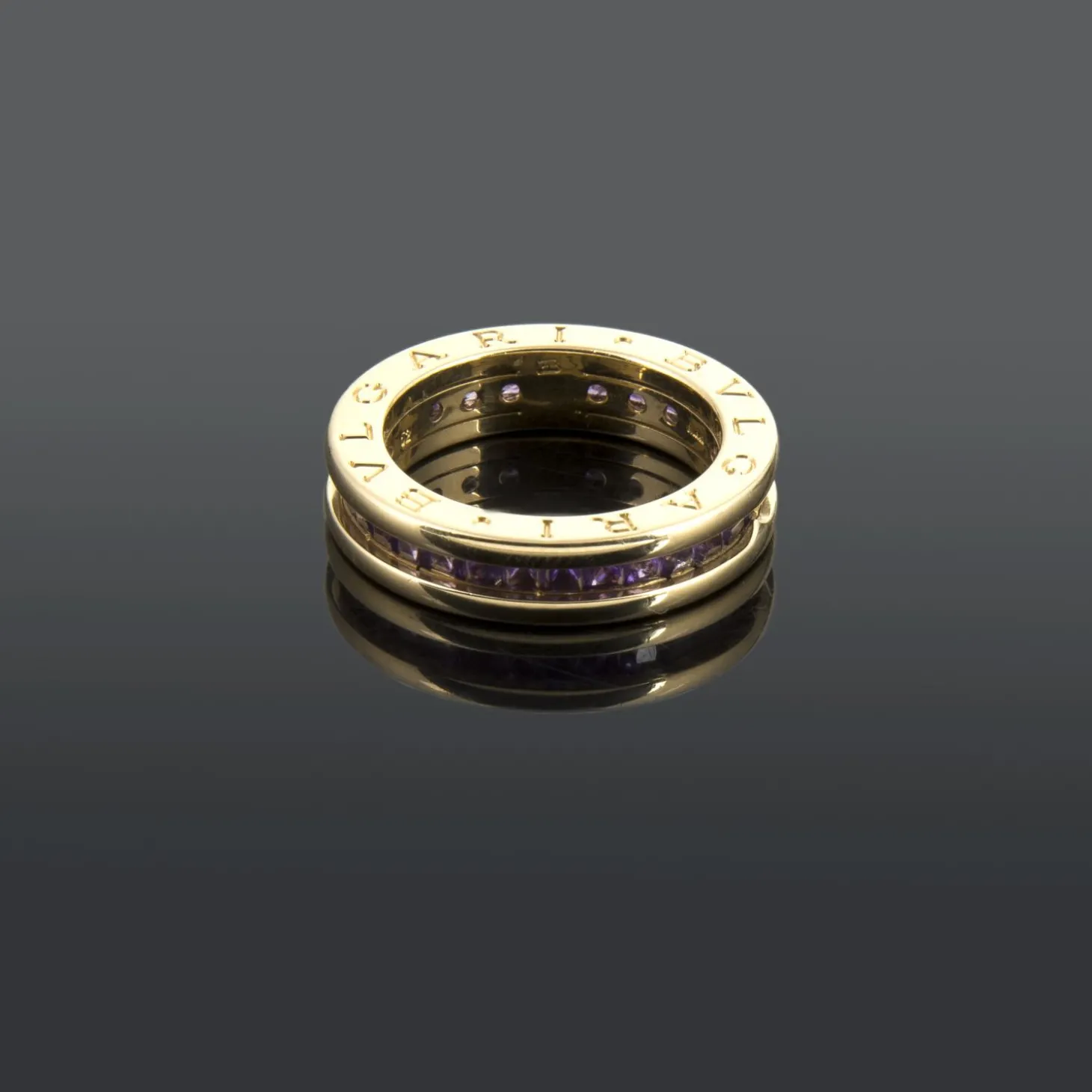 ANILLOS / SORTIJAS Anillo b.Zero1 de una banda en oro rosa de 18 qt y amatistas. Talla nº: 12