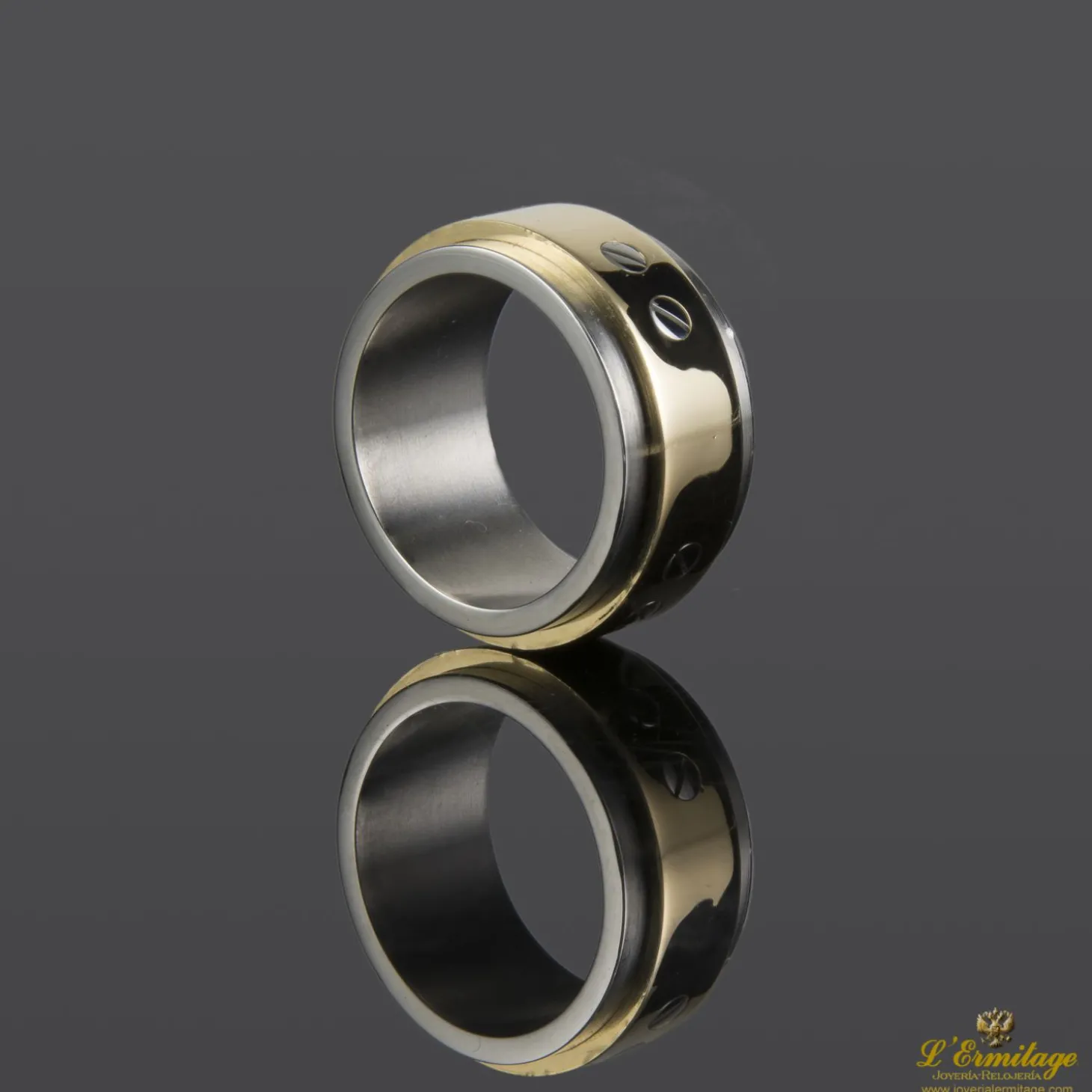 ANILLOS / SORTIJAS Anillo love acero y oro xl
