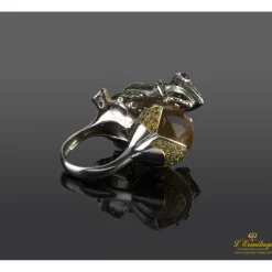 ANILLOS / SORTIJAS Anillo oro blanco rana y citrino