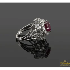 ANILLOS / SORTIJAS Anillo oro blanco rubí baguettes y diamantes
