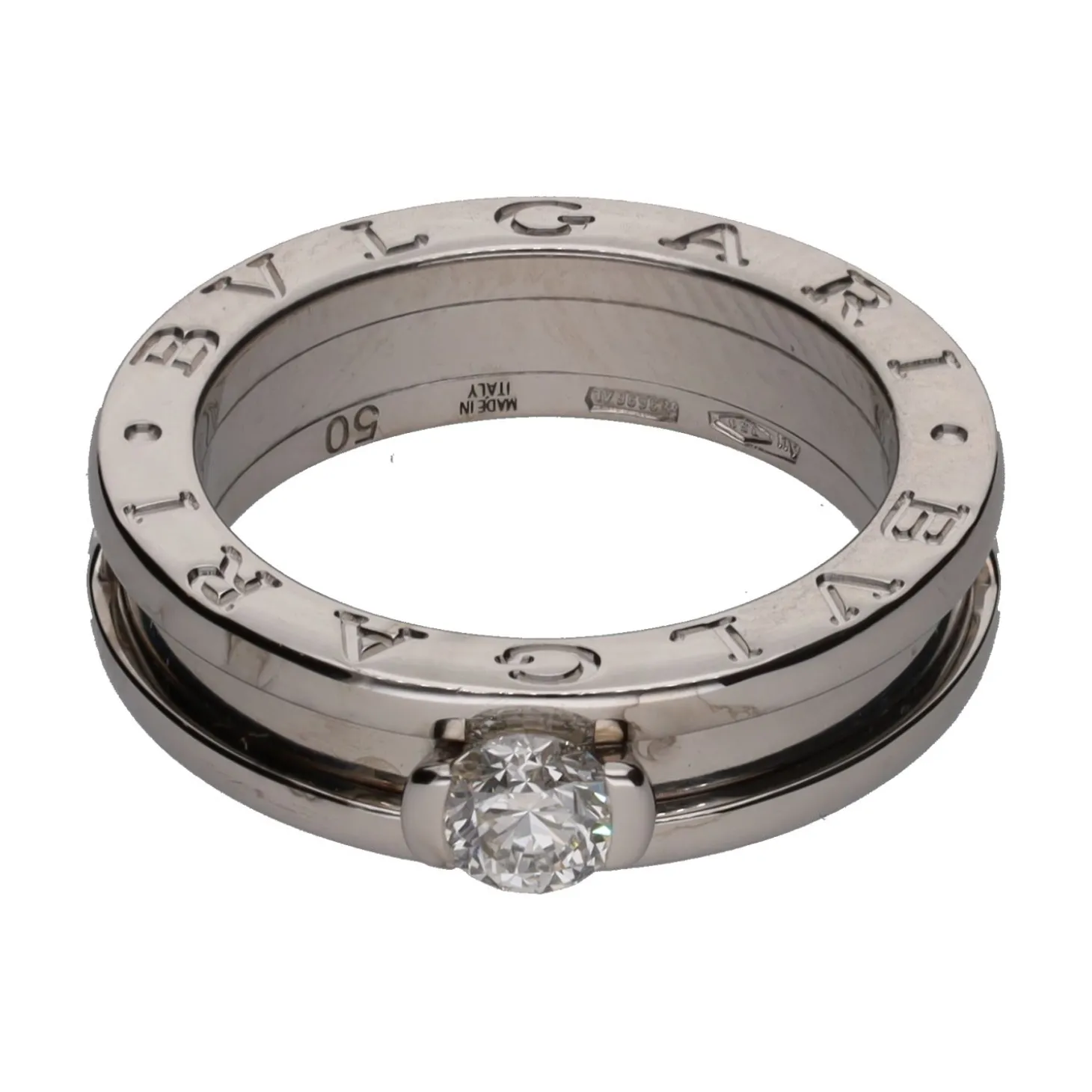 ANILLOS / SORTIJAS Solitario b-zero 1 en oro blanco con un brillante. Talla 50.