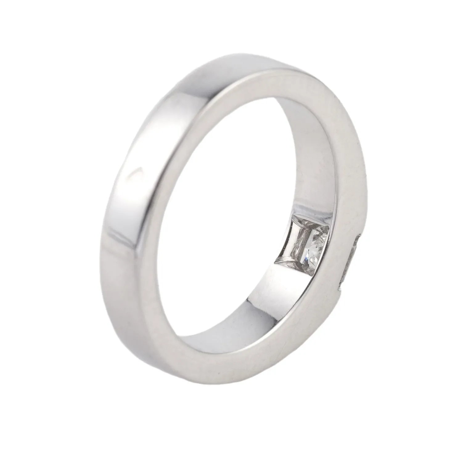 ANILLOS / SORTIJAS Solitario cartier en oro blanco con un brillante. Talla 48.