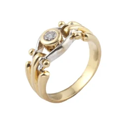 ANILLOS / SORTIJAS Solitario en oro amarillo y oro blanco con un brillante.
