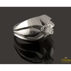ANILLOS / SORTIJAS Solitario en oro blanco y brillante.