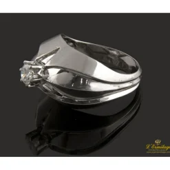 ANILLOS / SORTIJAS Solitario en oro blanco y brillante.