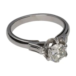 ANILLOS / SORTIJAS Solitario en oro blanco con un brillante. Talla 14.