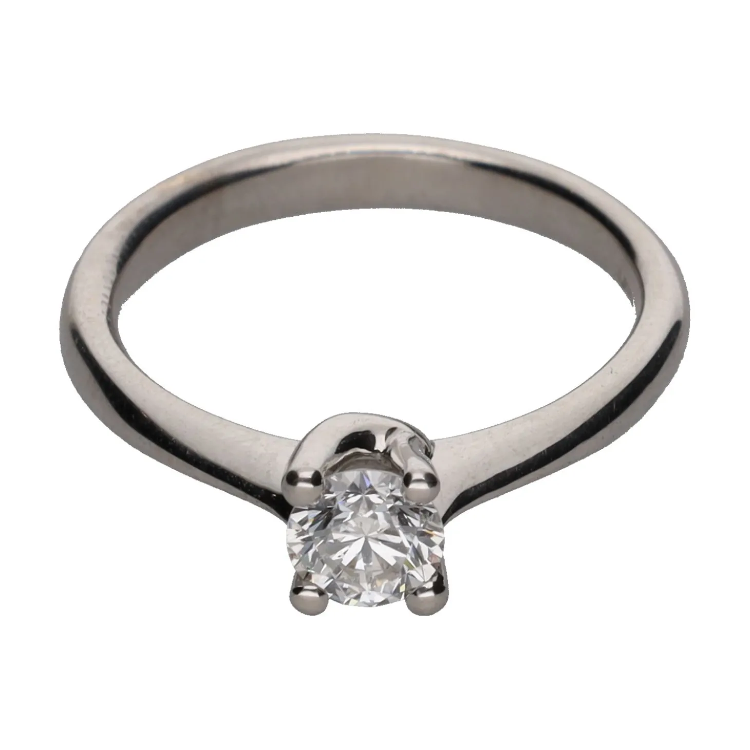 ANILLOS / SORTIJAS Solitario en oro blanco con un brillante. Talla 13.