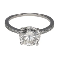 ANILLOS / SORTIJAS Solitario en oro blanco con brillantes. Talla 12.