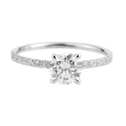 ANILLOS / SORTIJAS Solitario oro blanco y diamante color g, pureza vs2 y peso 0,70 cts.