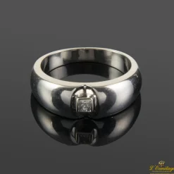ANILLOS / SORTIJAS Solitario realizada en oro blanco con diamante talla princesa