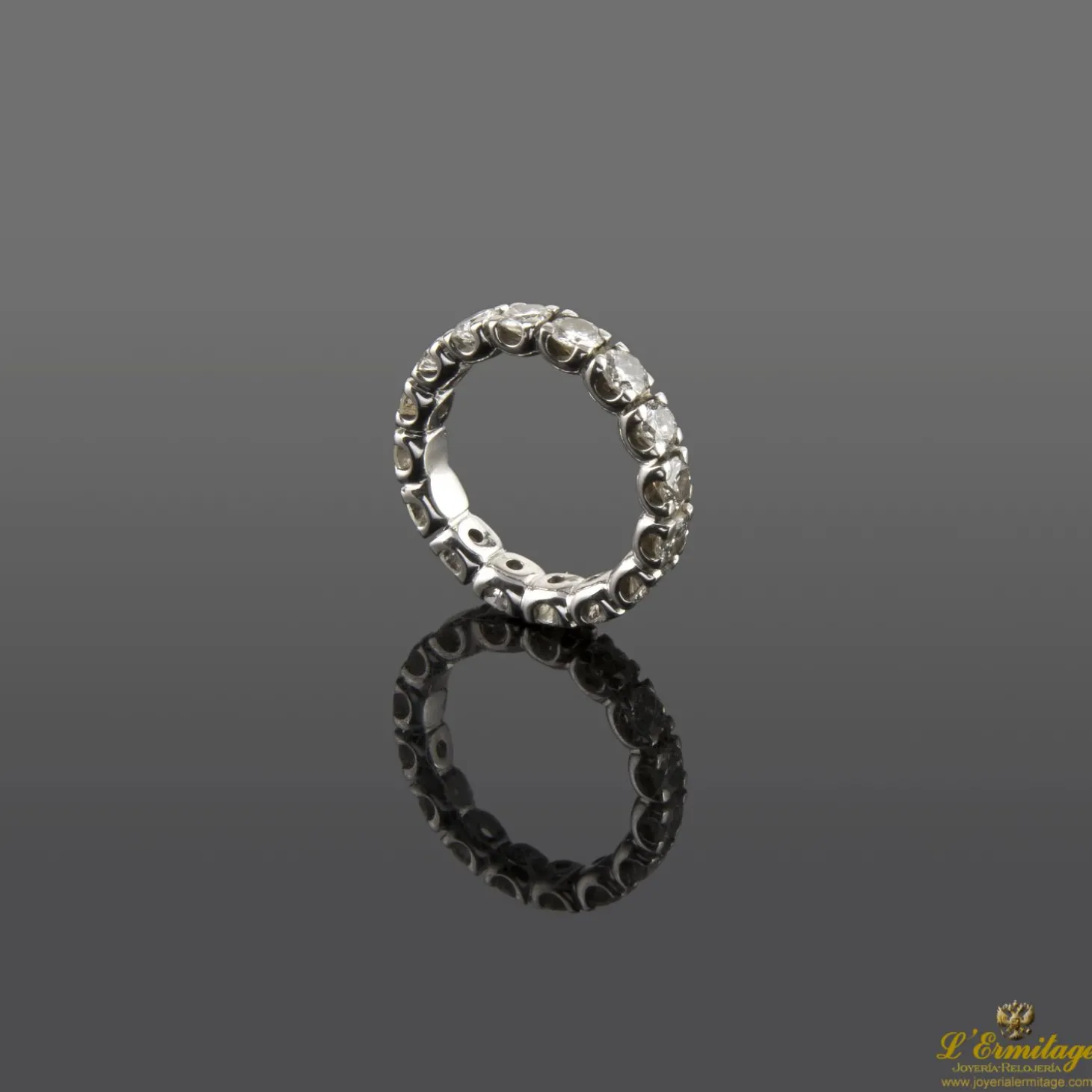 ANILLOS / SORTIJAS Sortija alianza catalana oro blanco y diamantes. Talla nº 5.