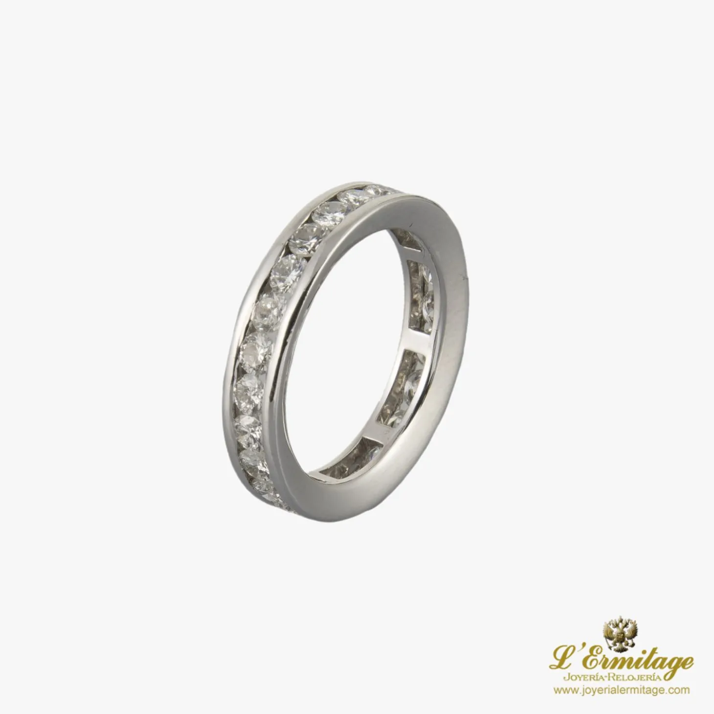 ANILLOS / SORTIJAS Sortija alianza catalana oro blanco y diamantes. Talla nº: 12
