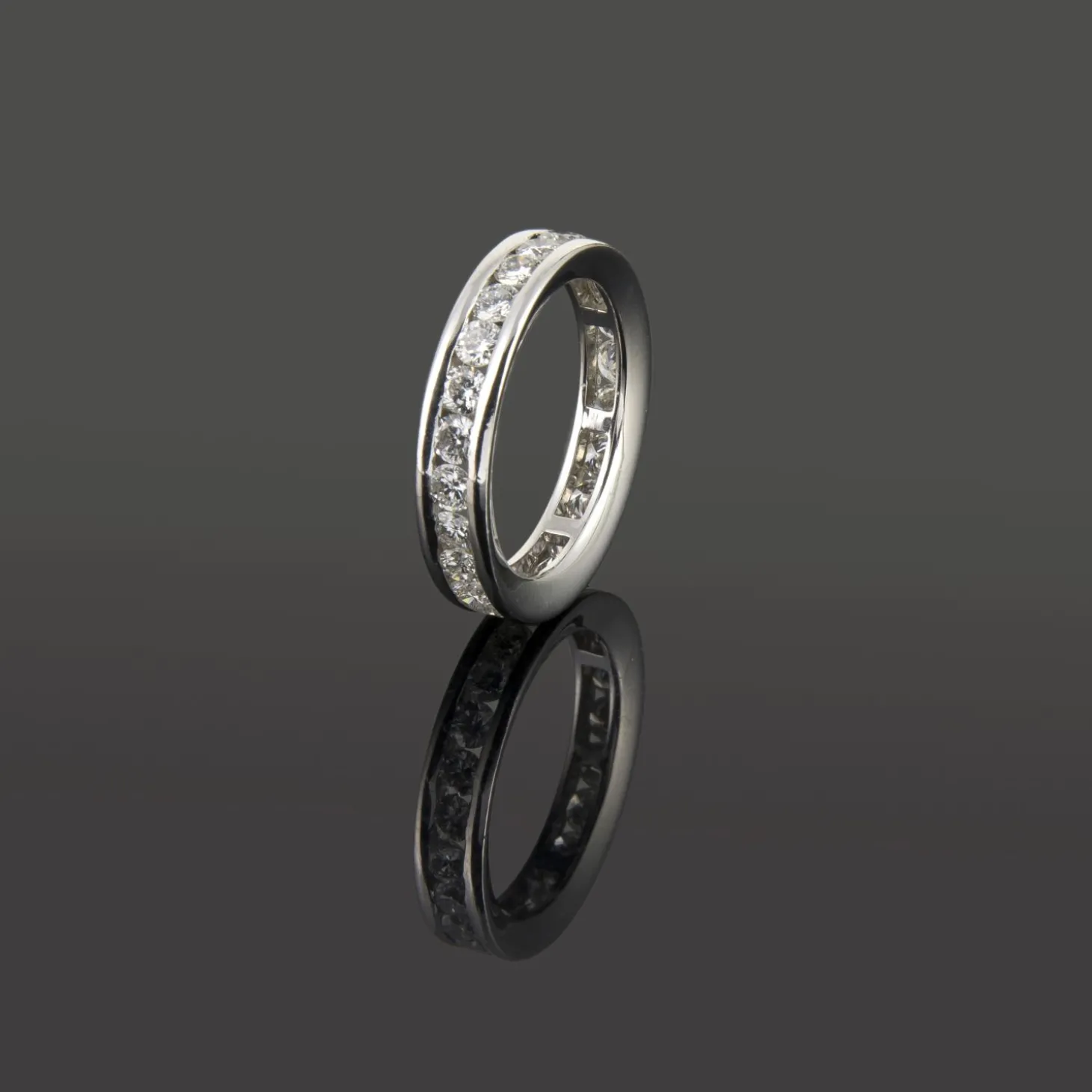 ANILLOS / SORTIJAS Sortija alianza catalana oro blanco y diamantes. Talla nº: 12