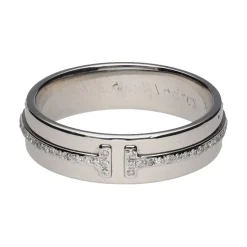 ANILLOS / SORTIJAS Sortija alianza t de tiffany & co. En oro blanco con brillantes. Talla 17.