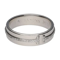 ANILLOS / SORTIJAS Sortija alianza t de tiffany & co. En oro blanco con brillantes. Talla 17.