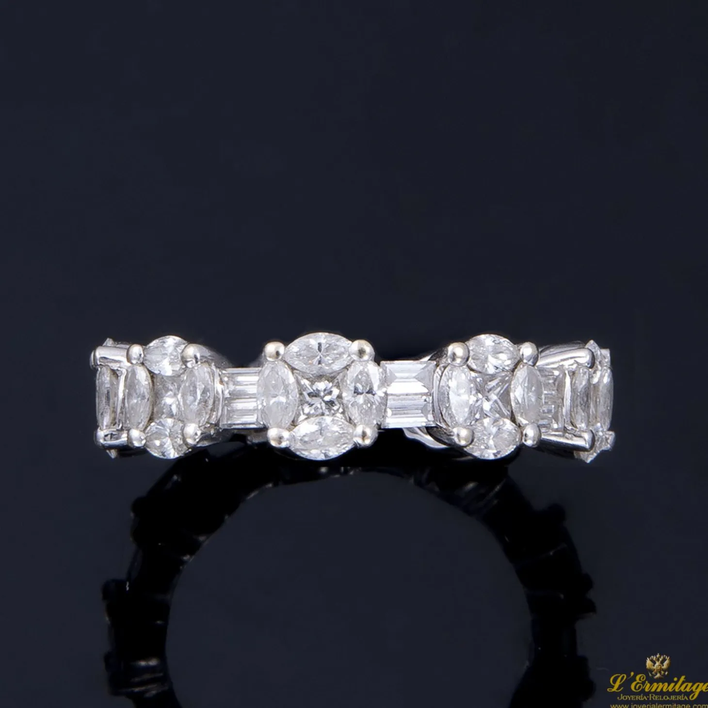 ANILLOS / SORTIJAS Sortija alianza catalana oro blanco y diamantes. Talla nº 14