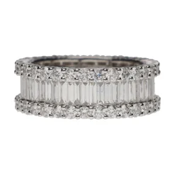ANILLOS / SORTIJAS Sortija alianza eternity en oro blanco con brillantes. Talla 12.