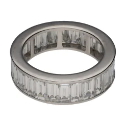 ANILLOS / SORTIJAS Sortija alianza infinity en oro blanco con baguettes. Talla 11.