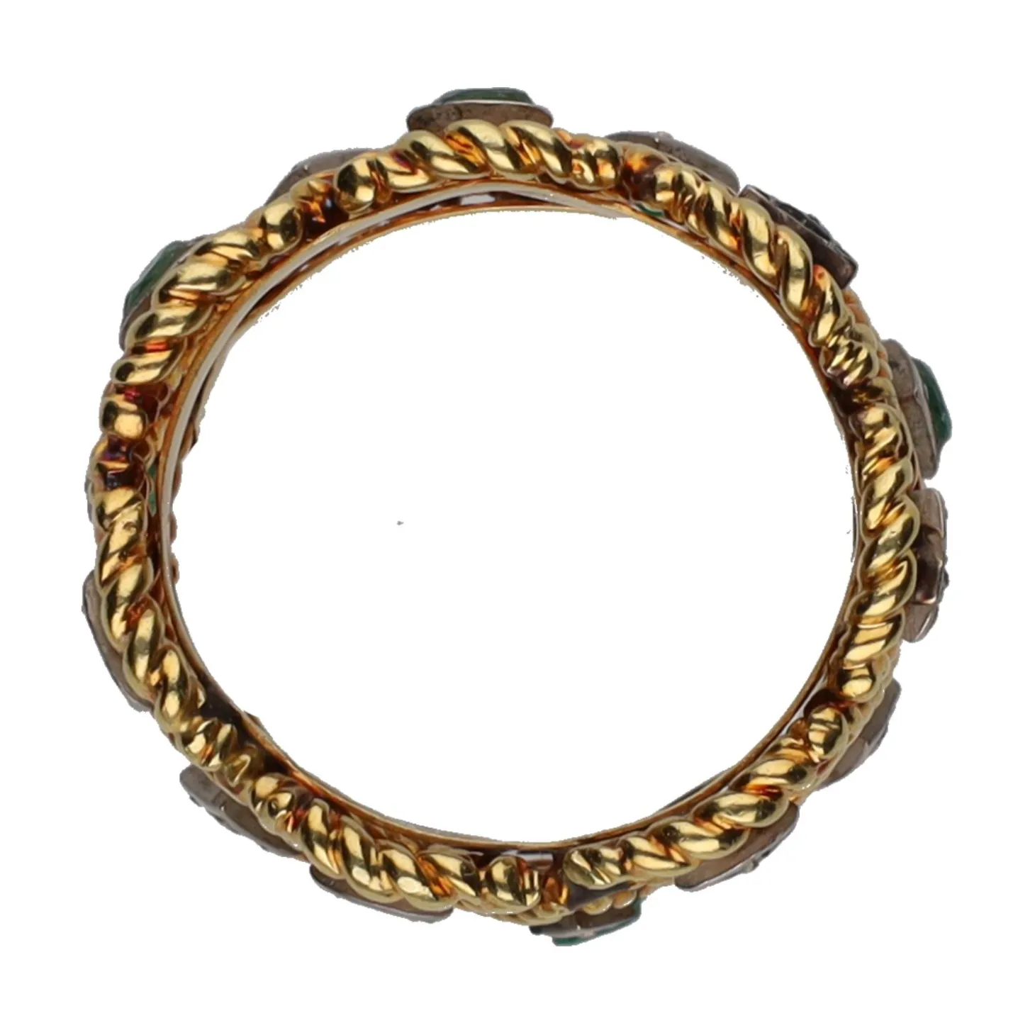 ANILLOS / SORTIJAS Sortija ancha en oro amarillo con esmeraldas. Talla 13.