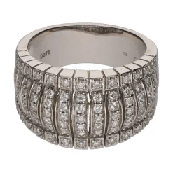 ANILLOS / SORTIJAS Sortija ancha en oro blanco con filas de brillantes. Talla 16.
