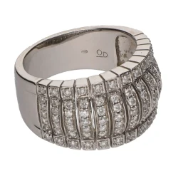 ANILLOS / SORTIJAS Sortija ancha en oro blanco con filas de brillantes. Talla 16.