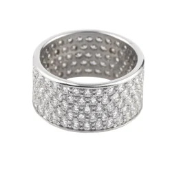 ANILLOS / SORTIJAS Sortija ancha en oro blanco con brillantes. Talla 13-14.