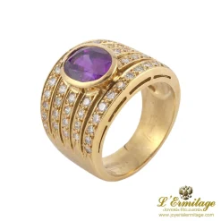 ANILLOS / SORTIJAS Sortija ancha oro amarillo rubí y diamantes. Talla nº: 12