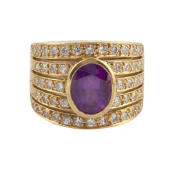 ANILLOS / SORTIJAS Sortija ancha oro amarillo rubí y diamantes. Talla nº: 12