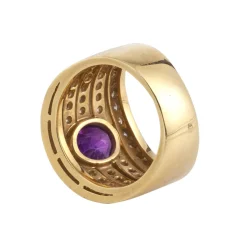ANILLOS / SORTIJAS Sortija ancha oro amarillo rubí y diamantes. Talla nº: 12