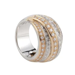 ANILLOS / SORTIJAS Sortija ancha oro blanco oro amarillo y diamantes. Talla nº 16