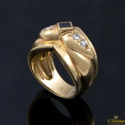 ANILLOS / SORTIJAS Sortija antigua oro amarillo zafiro y diamantes talla antigua