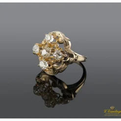 ANILLOS / SORTIJAS Sortija antigua oro amarillo y diamantes talla antigua.