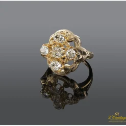 ANILLOS / SORTIJAS Sortija antigua oro amarillo y diamantes talla antigua.