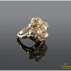 ANILLOS / SORTIJAS Sortija antigua oro amarillo y diamantes talla antigua.