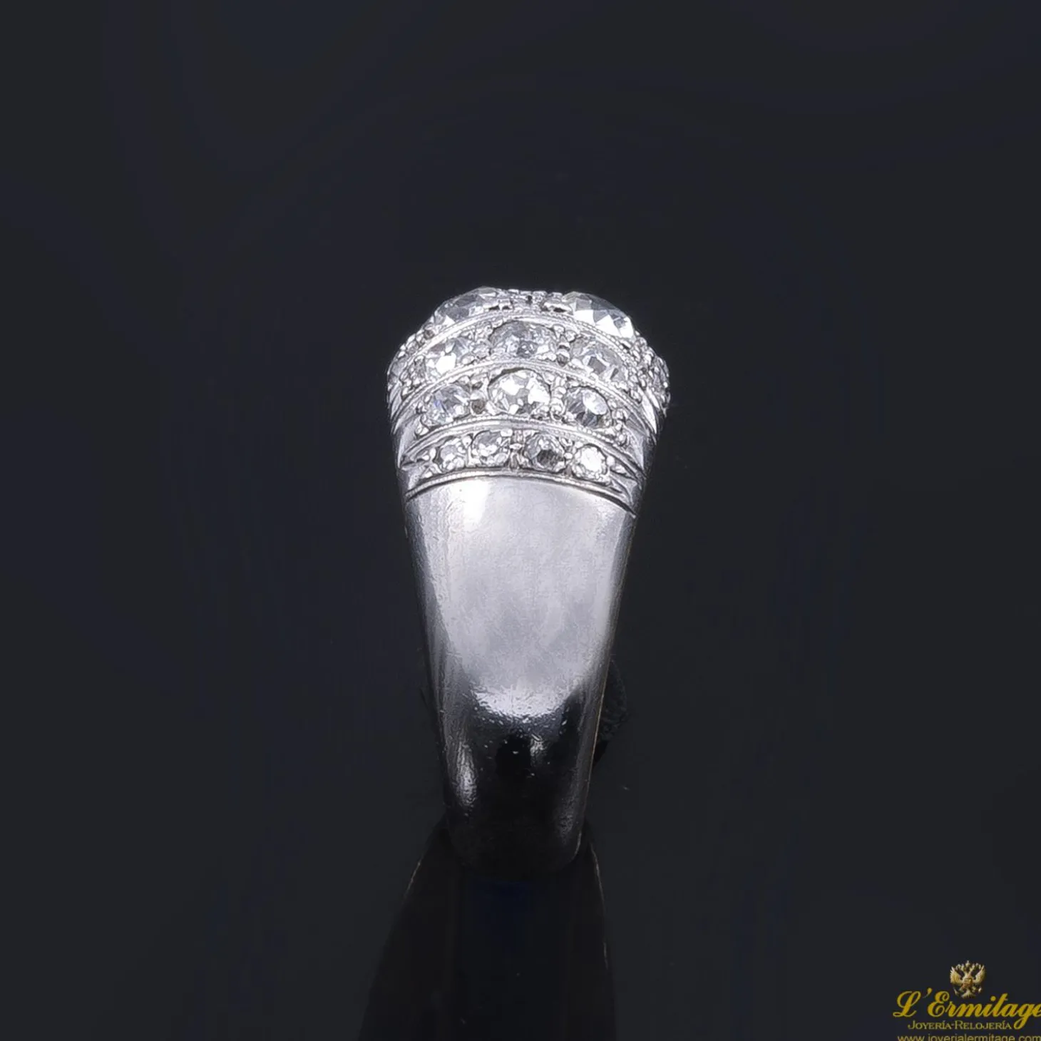 ANILLOS / SORTIJAS Sortija antigua oro blanco con cuajado de diamantes