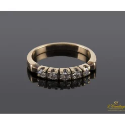 ANILLOS / SORTIJAS Sortija cinquillo antigua oro amarillo y circonitas. Talla nº: 14 talla nº14.